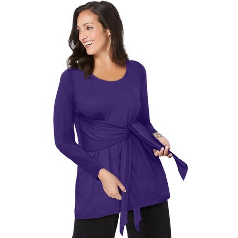 Jessica London Women's Plus Size Flutter Sleeve Tunic - 3x, Purple : Target