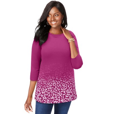 Jessica London Women's Plus Size Stretch Cotton Boatneck Tunic