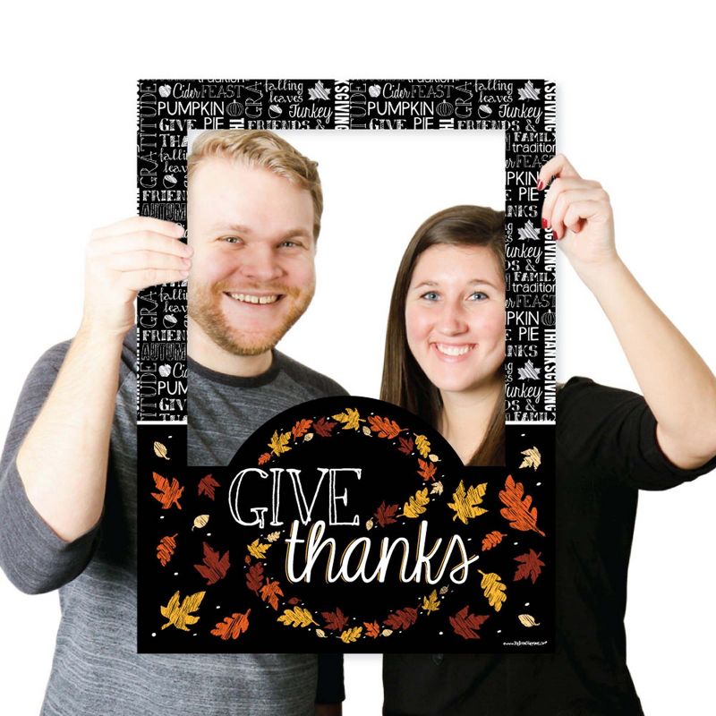 Big Dot of Happiness Give Thanks - Thanksgiving Party Photo Booth Picture Frame and Props - Printed on Sturdy Material, 3 of 8