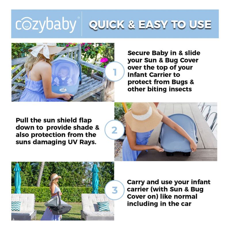 CozyBaby Sun & Bug Cover w/ Lightweight Summer Cozy Cover for Baby Carrier, 5 of 7