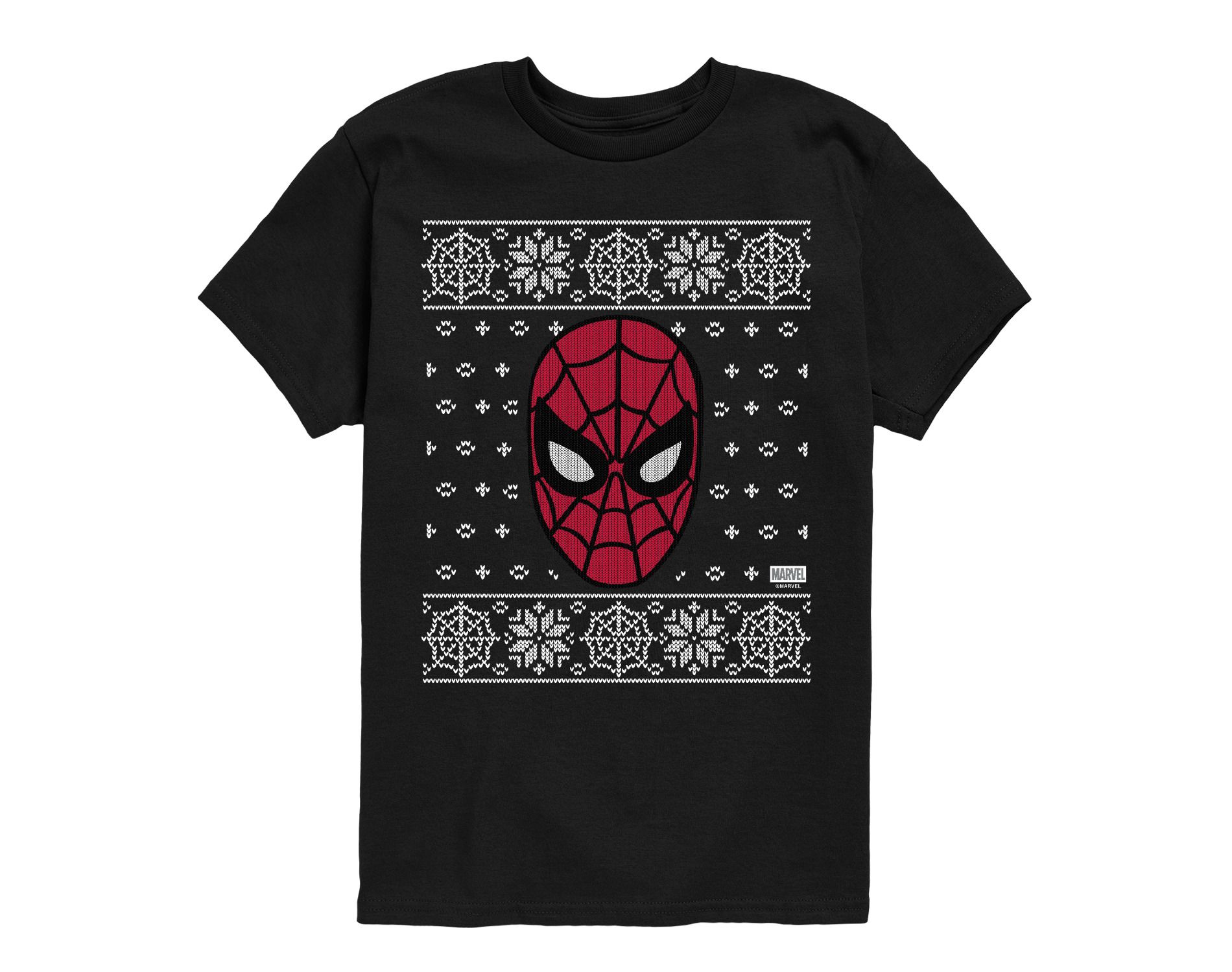 Boys' Marvel Spiderman Sweater Short Sleeve Graphic T-Shirt - Black - Small