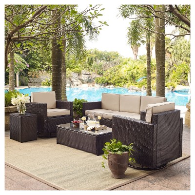 Palm Harbor 5pc All-weather Wicker Patio Sofa Conversation Set W/swivel  Chairs - Crosley : Target
