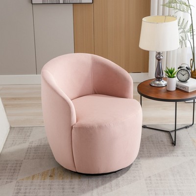 Swivel Barrel Chair With Surrounding Backrest, 360 ° Rotating Base 250 Pounds Load Capacity Accent Velvet Sofa Chair