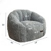 MAXYOYO Giant Bean Bag Chair - Fluffy Shaggy Floor Sofa with Shell Design for Ultimate Comfort, Grey - 3 of 4