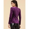 INSPIRE CHIC Women's Velvet V-Neck Long Sleeve Gilding Metallic Shiny Stars Blouse - 4 of 4