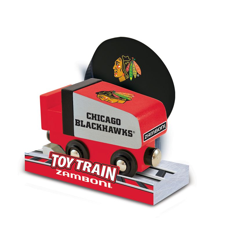 MasterPieces Officially Licensed NHL Chicago Blackhawks Wooden Toy Train Engine For Kids, 4 of 6