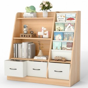 SUGIFT Kids Bookshelf & Toy Organizer with Front-Facing Book Rack and 3 Fabric Bins for Playrooms - 1 of 4