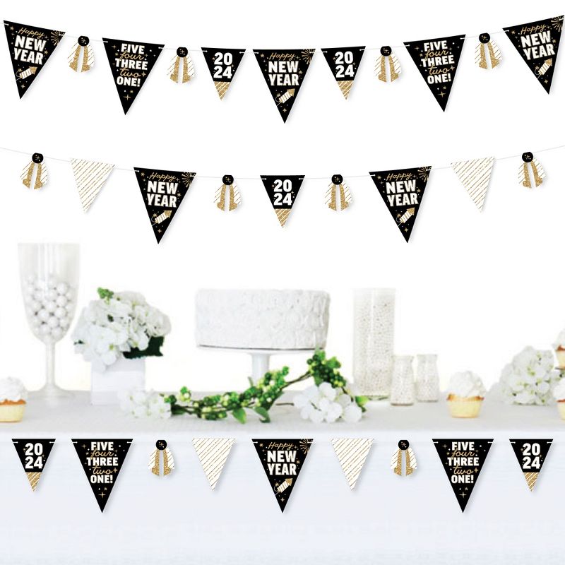 Big Dot of Happiness Hello New Year - DIY 2024 NYE Party Pennant Garland Decoration - Triangle Banner - 30 Pieces, 2 of 9