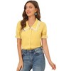 INSPIRE CHIC Women's Sweet Peter Pan Contrast Collar Short Sleeves Button Up Shirts - 2 of 4