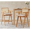 Lyngins Square Bar Stools Set of 2 with Armrests,Rattan Kitchen Chairs with Wood Frame,Polyester Counter Stools for Kitchen Island,Pub - 4 of 4