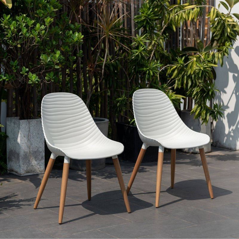 Amazonia 2pc BlissSeat Outdoor Patio Dining Chairs Armless Chairs, 3 of 10