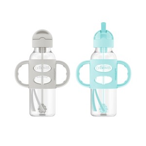 Dr. Brown's 2pk Sippy Straw Baby Bottle with Handles - 8oz  - 1 of 4