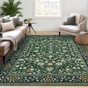 Area Rugs Floral Rug Non Slip Large Living Room Rug Washable Vintage Bohemian Soft Carpet for Bedroom Home Office - 1 of 4