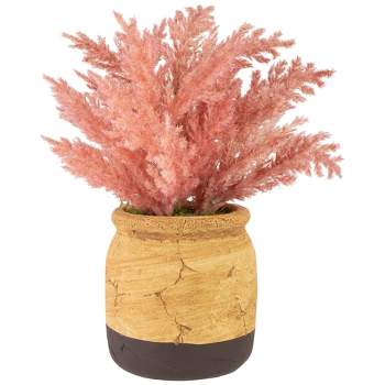 Northlight 12" Pink Cypress Artificial Plant in a Ceramic Pot