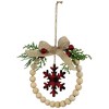 Northlight Buffalo Plaid Snowflake Wooden Beads Christmas Wreath Ornament - 7" - 3 of 4