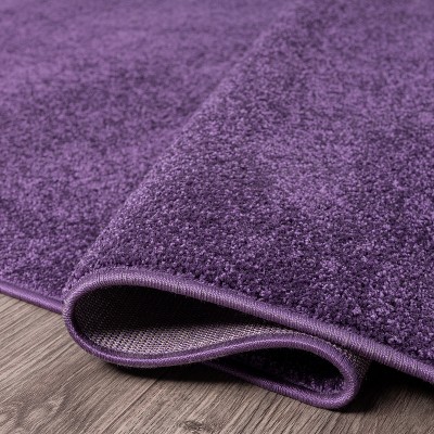 Haze Purple Solid Low-Pile Synthetic Runner Rug