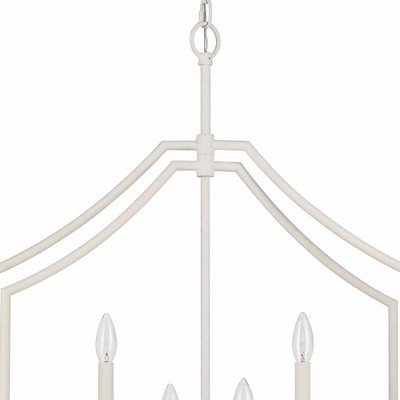 Satin Brass & White Coral Contemporary 6-Light Pendant