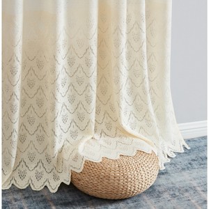 HLC.ME Monaco Decorative Ombre Lace Semi Sheer Light Filtering Rod Pocket Window Treatment Curtain Drapery Panels - Set of 2 - 1 of 4