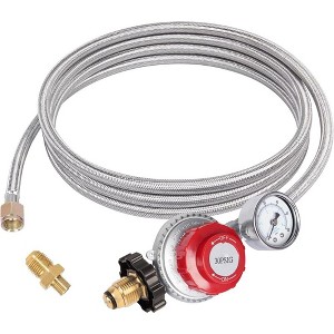 GASPRO High Pressure Propane Regulator with 12FT Braided Hose, 30-PSI High Flow Propane Regulator with Gauge, Fit for Forge, Fire Pit and More - 1 of 4