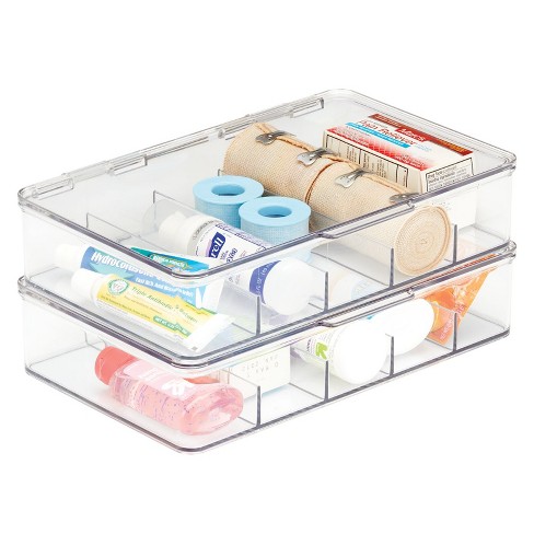 Mdesign Plastic Divided First Aid Box Kit, 5 Sections/hinge Lid, 2