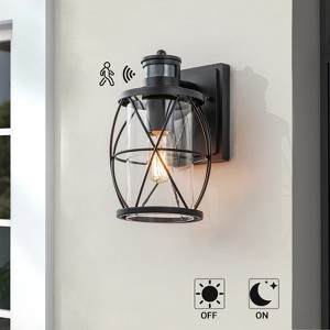 LLHZSY 1-Light 6 7/10" Matte Black Outdoor Wall Light Fixture -With PIE (Human Sense) Mode - 1 of 4