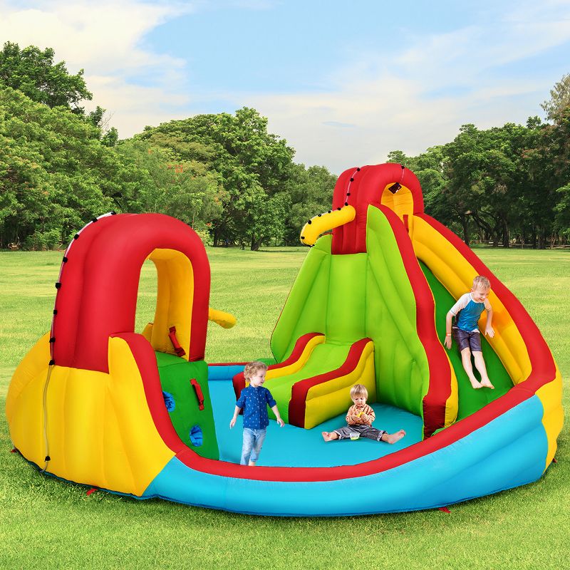 Costway Kids Inflatable Water Slide Park with Climbing Wall Water Cannon and Splash Pool, 2 of 11