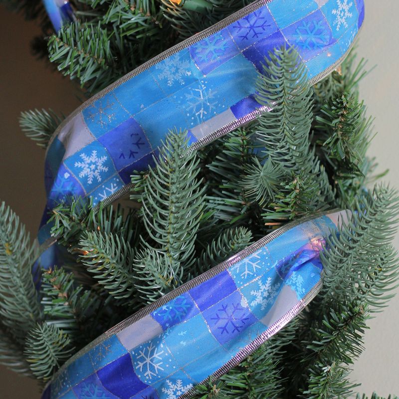 Northlight Pack of 12 Blue and Silver Snowflake Wired Christmas Craft Ribbons - 2.5" x 120 Yards, 3 of 4