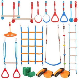 VEVOR Ninja Warrior Obstacle Course for Kids, 2 x 60 ft Weatherproof Slacklines, 500lbs Weight Capacity Monkey Line, Outdoor Playset Equipment - 1 of 4