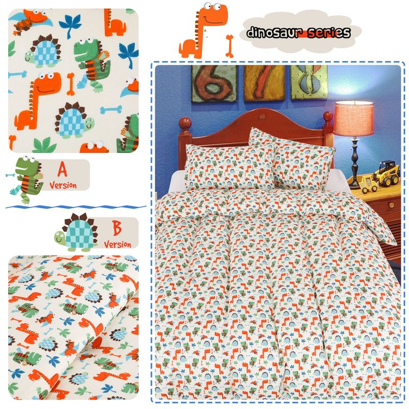 PiccoCasa Polyester Microfiber Monster Pattern Soft Washable Duvet Cover Bedding Sets 3 Pcs, 4 of 5