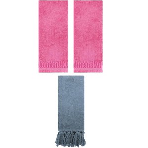 REGALWOVEN 3 Packs Cotton Absorbent Soft Turkish Hand Towels with tassel for Bathroom - 1 of 4