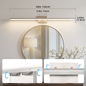 YANSUN LED Modern Vanity Light, 36W Integrated LED, 48-Inch, Metal Construction, Remote Control 5CCT, Satin Nickel Finish - 1 of 4