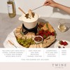 Twine 5998 Farmhouse Kitchen Enamel Cast Iron Fondue Set Cheese Melting Pot Metal Stand with Stainless Steel Forks and Chrome Gel Burner, Off-Cream - 2 of 4