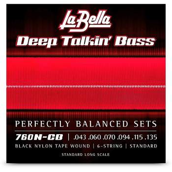 La Bella 760N-CB Deep Talkin' Bass Black Nylon Tape Wound 6-String Bass Strings - Standard 43 - 135