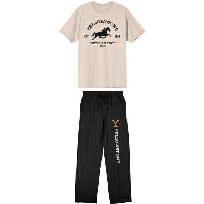 Yellowstone Dutton Ranch Men's Short Sleeve Shirt & Sleep Pants Set