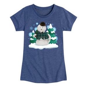 Girls' - Rudolph - Sam Winter Scene Fitted Short Sleeve Graphic T-Shirt - 1 of 4