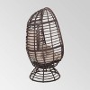 Pitner Wicker Swivel Egg Chair - Dark Brown/Beige - Christopher Knight Home: Weather-Resistant Polyester Cushion, Iron Frame - 4 of 4