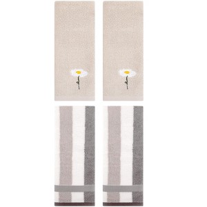 REGALWOVEN 4 Pcs Cotton Bathroom Soft Absorbent Cotton Hand Towels - 1 of 4