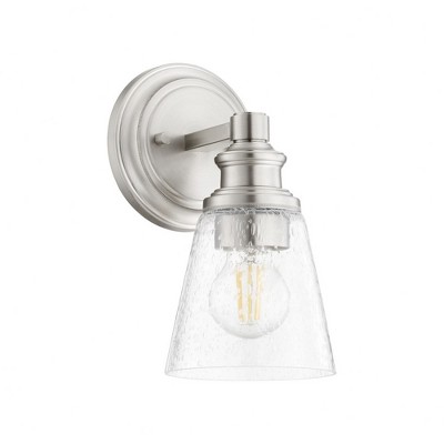 Quorum Lighting Dunbar Glass Wall Mount, 1 Light, Satin Nickel