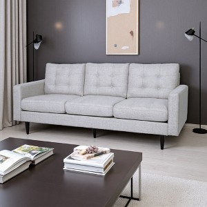 Fabric Contemporary 3-Seater Sofa with Button Tufted Waffle Stitch - 1 of 4