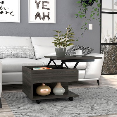 NicBex Wooden Lift Top Coffee Table with Storage & Casters,Minimalist End Table,Center Table for Living Room