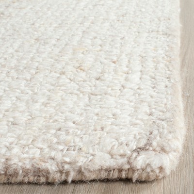 Ivory and Beige Abstract Hand-Tufted Wool and Viscose 4' Square Area Rug