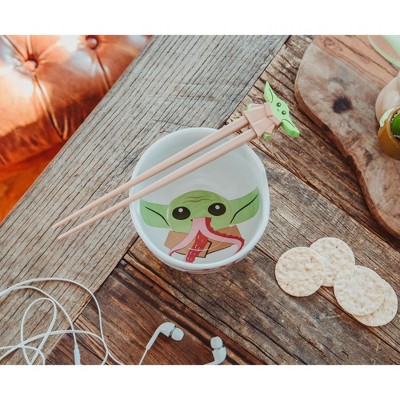 Grogu Matte White Ceramic Ramen Bowl and Chopstick Set