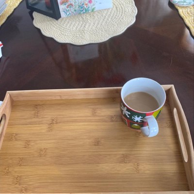  Goferlaa Bamboo Serving Tray with Metal Handles Decorative  Wooden Tray, Bamboo Sray for organizing,Bar Tray,Breakfast Tray,Great for  Parties,Coffee Table and Hotel (15.35 L x 10.43 W x 1.96 H) : Home