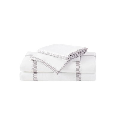 Truly Soft Printed Windowpane Sheet Set - White/Charcoal - Queen