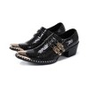 Santimon Mens Western Shoes Leather Fashion Casual Metal Tip Slip on Dress Shoes Black - 4 of 4