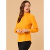 INSPIRE CHIC Women's Office Keyhole Elegant Stand Collar Long Sleeve Back Neck Button Blouse - 4 of 4