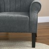 Polyester Accent Chair, Mid-Century Modern Armchair with Wood Legs, Soft & Padded, Rolled Arms, Polyester Single Sofa Side Chair for Living Room - 2 of 4