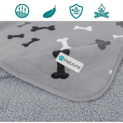 Small Gray Waterproof Sherpa Fleece Dog Blanket
