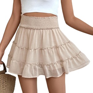 Women's Flowy Skorts Ruffle Tiered Skorts Casual High Waist Mini Skirts Tennis Golf Crochet Shorts - 1 of 4