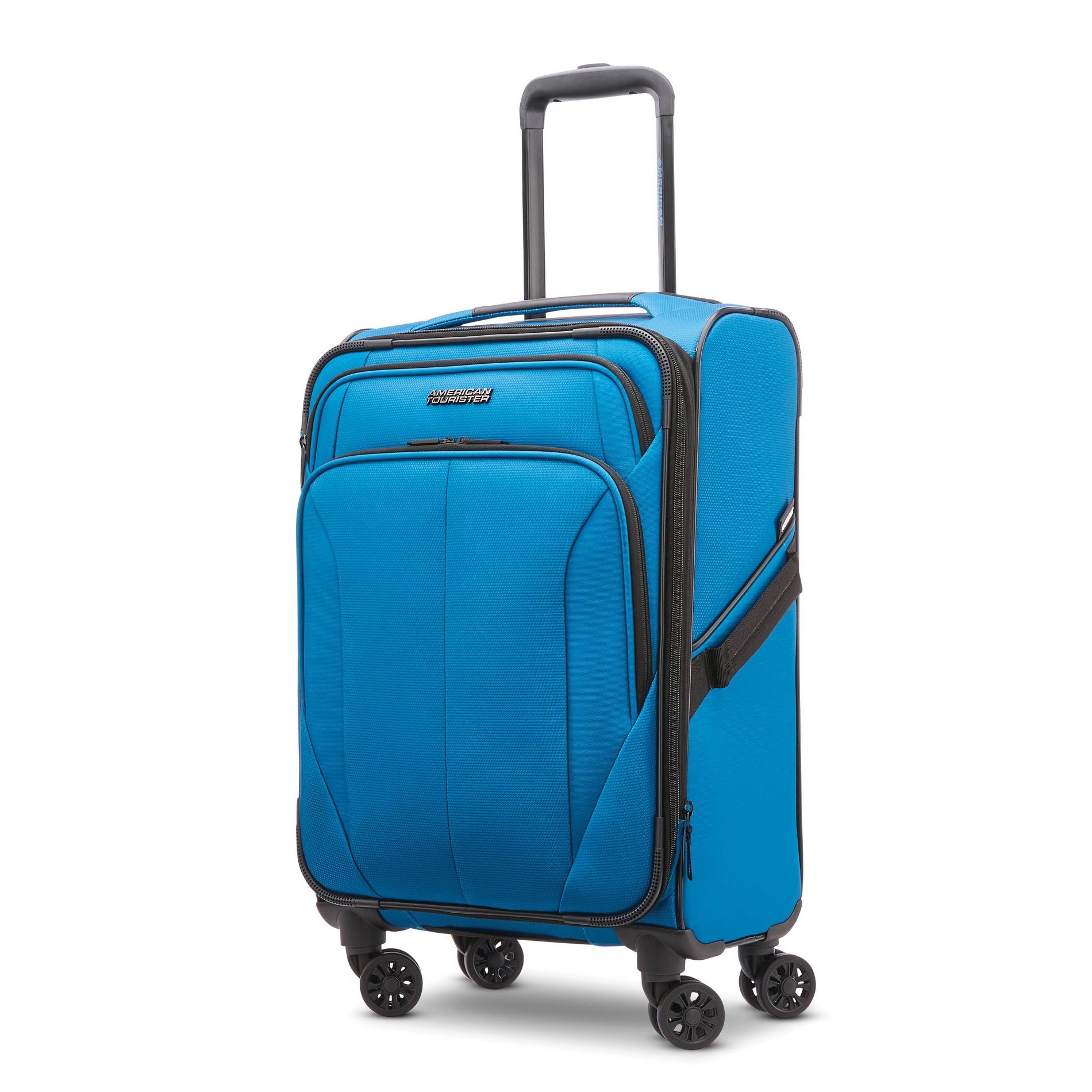 American Tourister Phenom Softside Carry On Spinner Suitcase - Blue: Solid Luggage, 4 Wheels